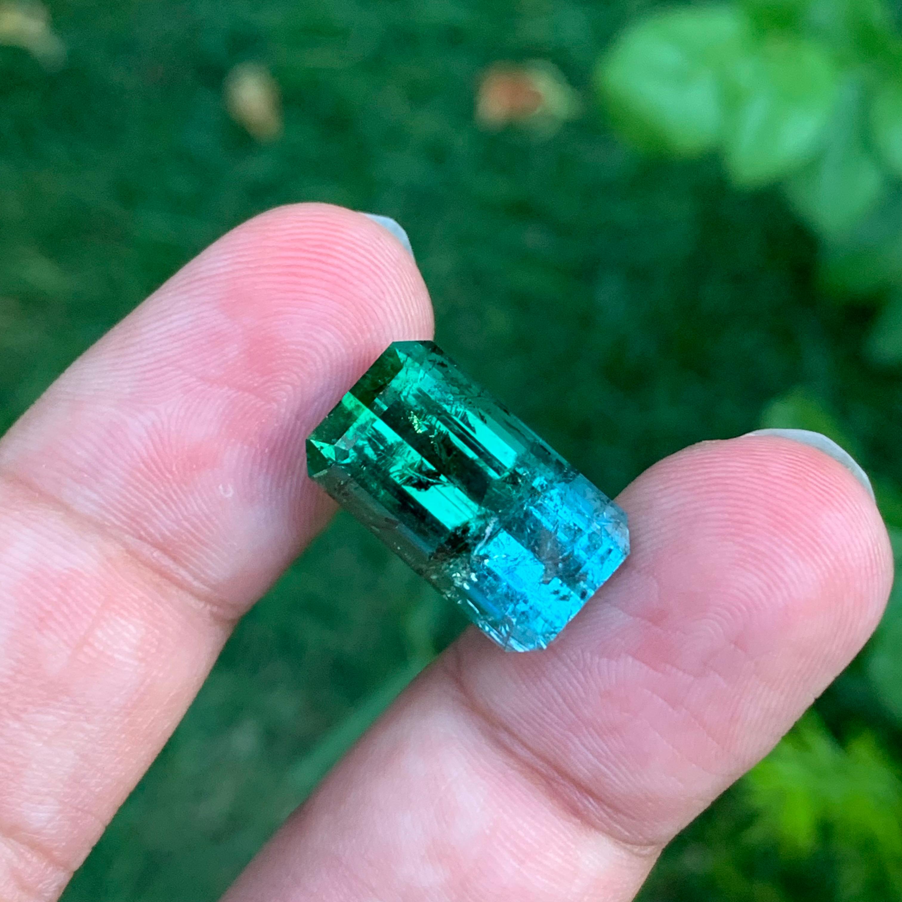 14,80 Carati Enorme Gemma Naturale Sciolta di Tormalina Bi-Colore a Forma di Smeraldo in vendita 2