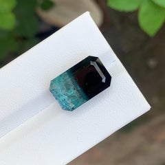 14.80 Carat Natural Loose Bi Colour Tourmaline Emerald Shape Gemstone