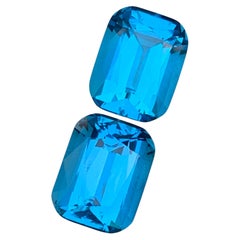 14.80 Carat Natural Loose Swiss Blue Topaz Pair Cushion Cut Gemstone
