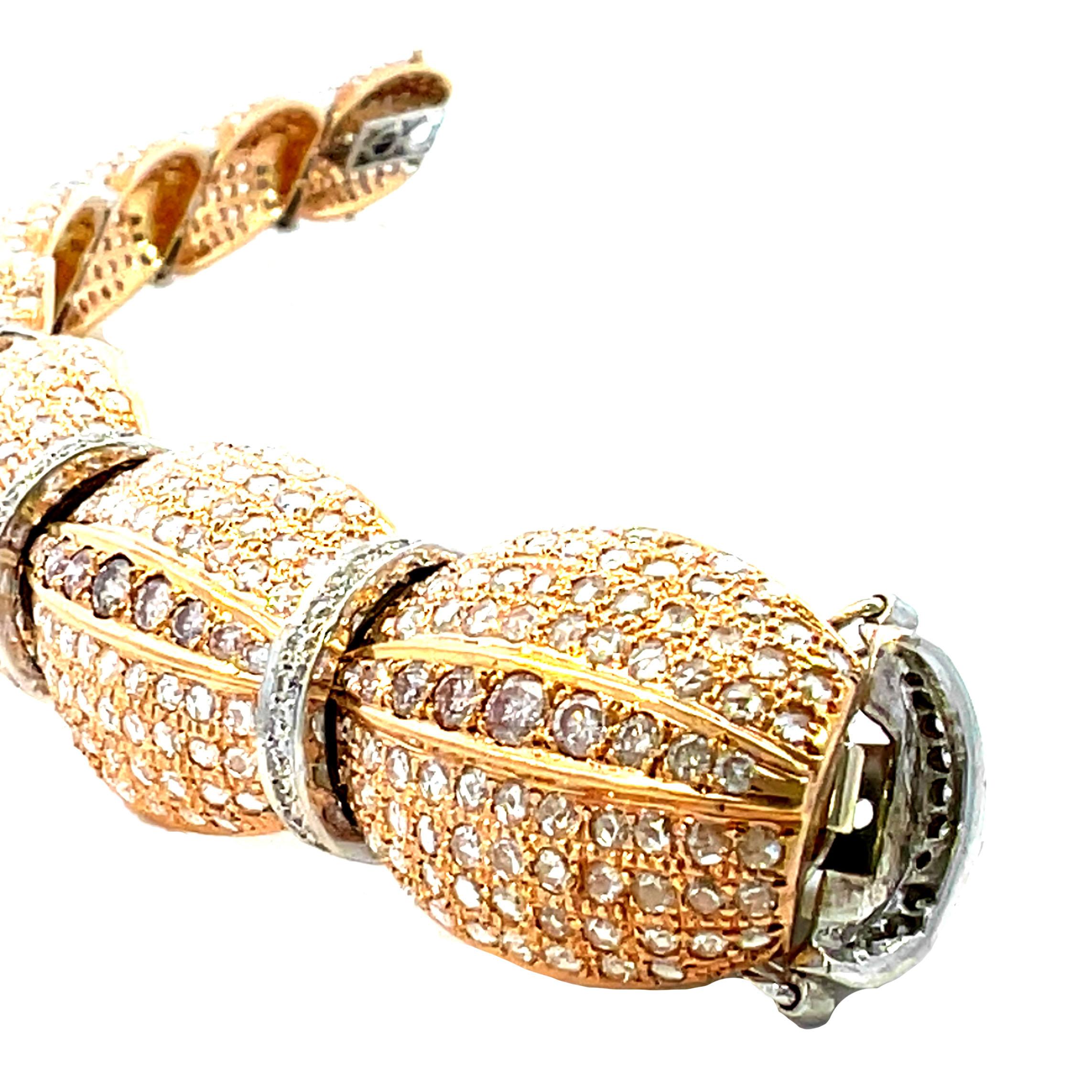 14.80 Carat Pink and White Diamond Modern Link Tennis Bracelet For Sale 1