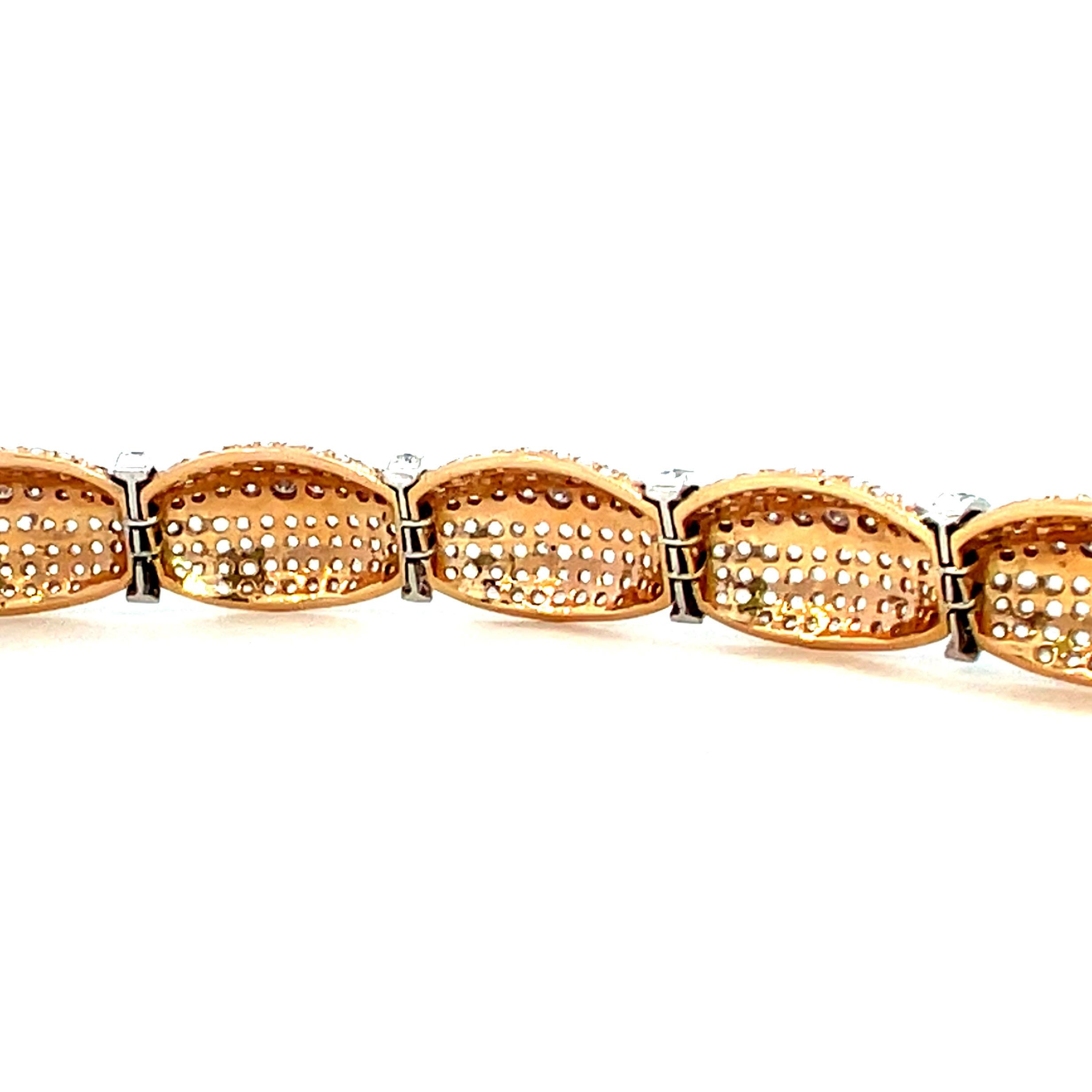 14.80 Carat Pink and White Diamond Modern Link Tennis Bracelet For Sale 2