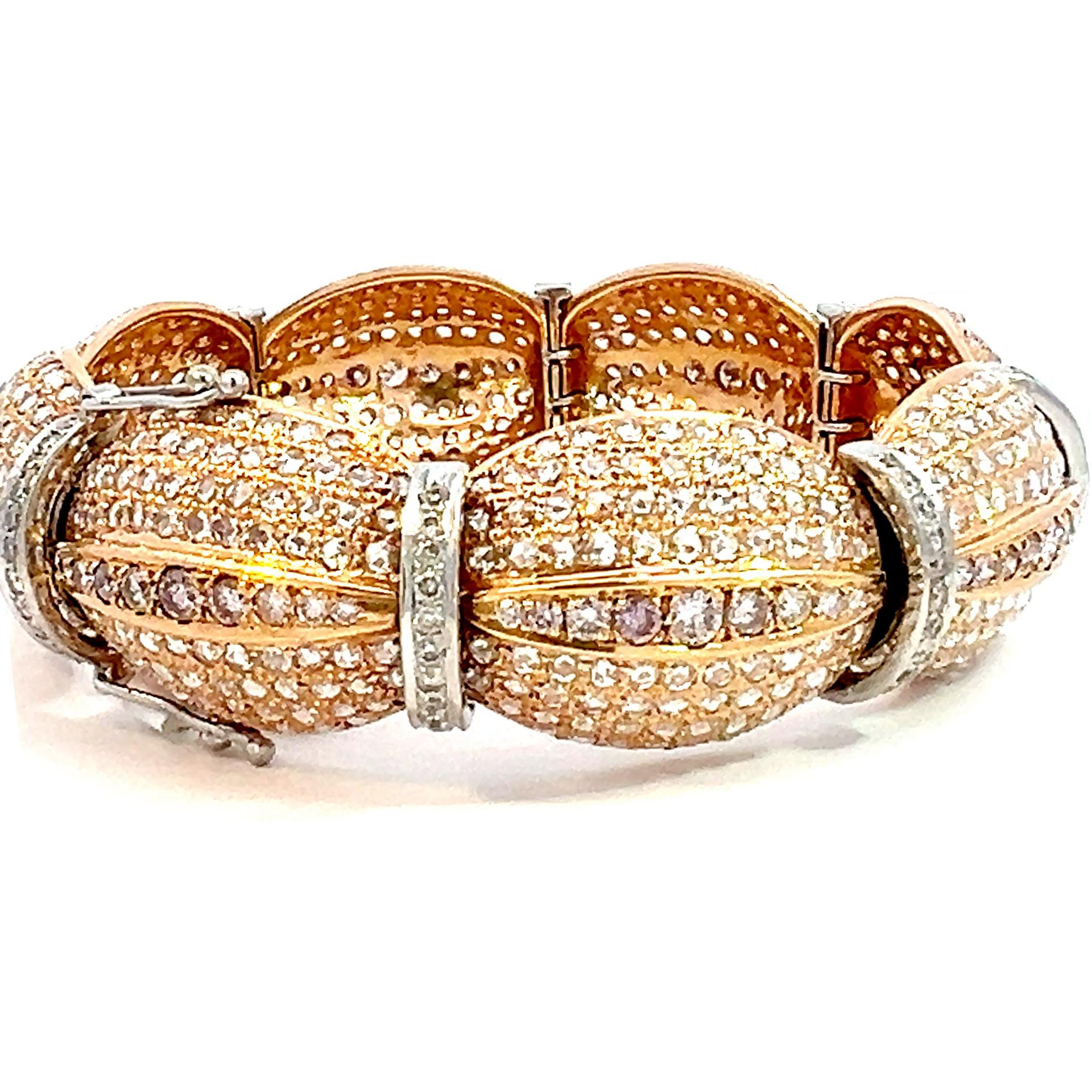14.80 Carat Pink and White Diamond Modern Link Tennis Bracelet For Sale 3