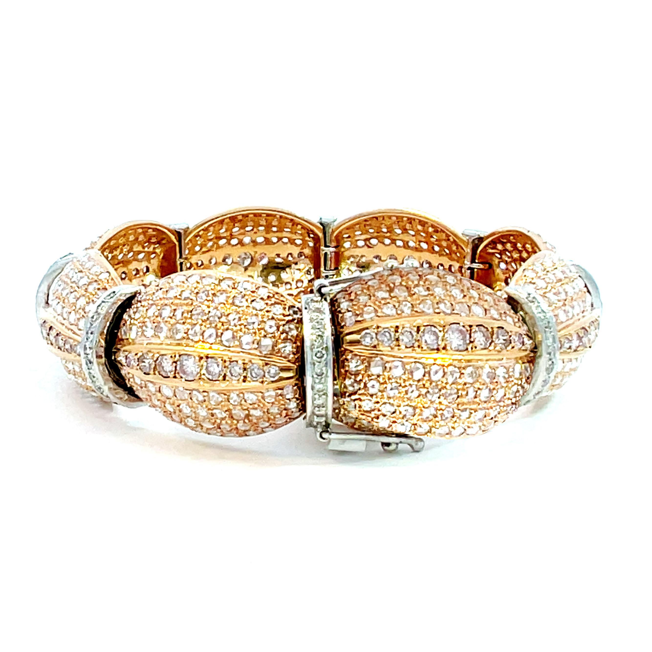 14.80 Carat Pink and White Diamond Modern Link Tennis Bracelet For Sale 4