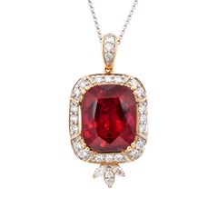 Sunita Nahata Rubellite Tourmaline 14.80ct. Pendant in 18KYG with Diamond.
