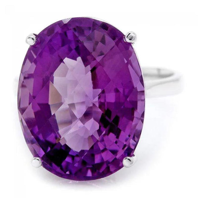 14.80 Carats Exquisite Natural Amethyst 14K Solid White Gold Ring

Total Natural Amethyst Weight is: Approx. 14.80 Carats 

Amethyst Measures: Approx. 18.00 x 14.00mm

Ring size: 7 ( Free Sizing available)

Ring total weight: Approx. 6.9