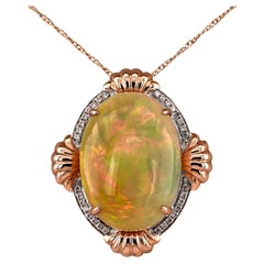 14.80 Ct Kaleidoscopic Australian Opal Diamond Pendant