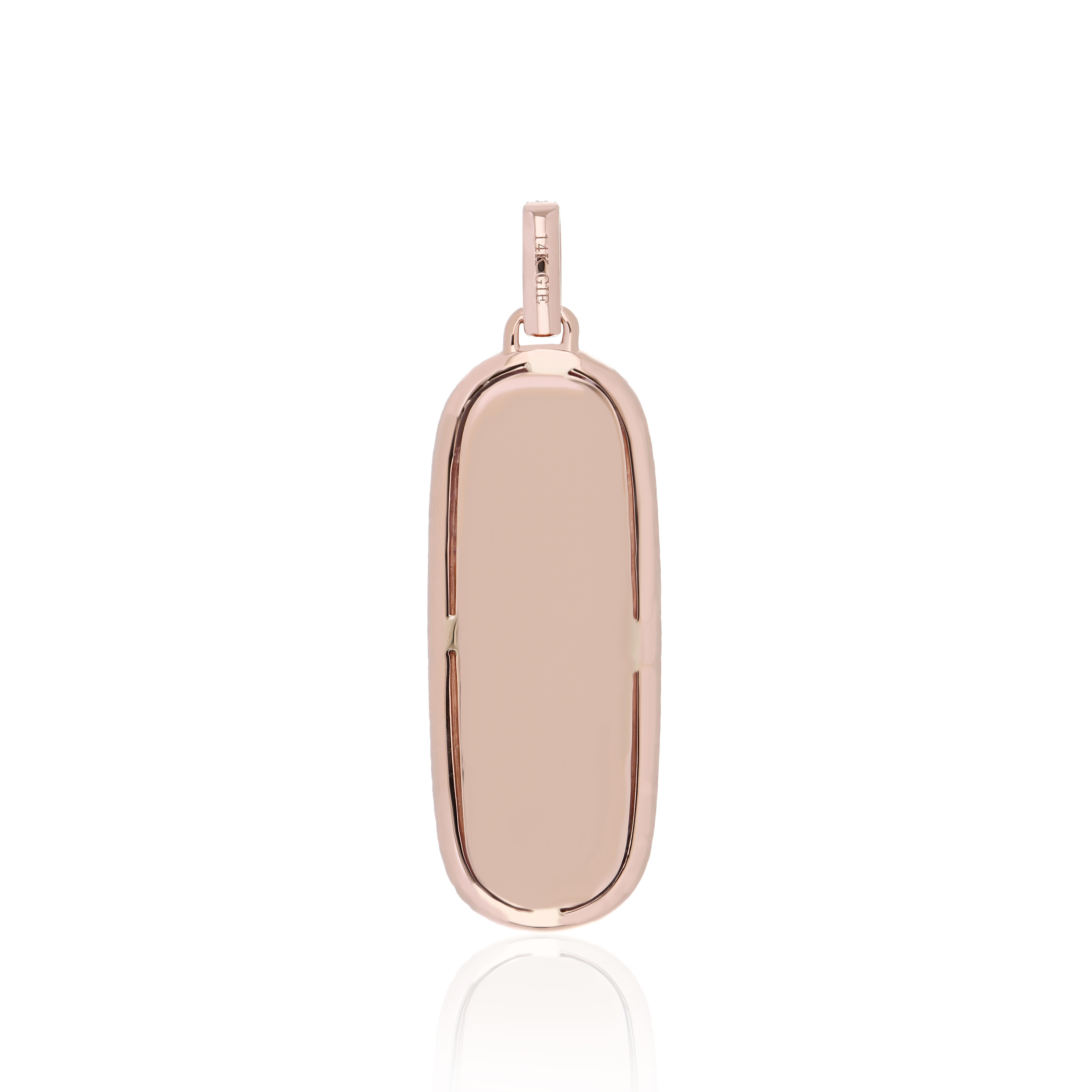 Colgante Alargado de Amatista y Diamante de 14,80 CT en Oro Rosa de 14 quilates Corte oval en venta
