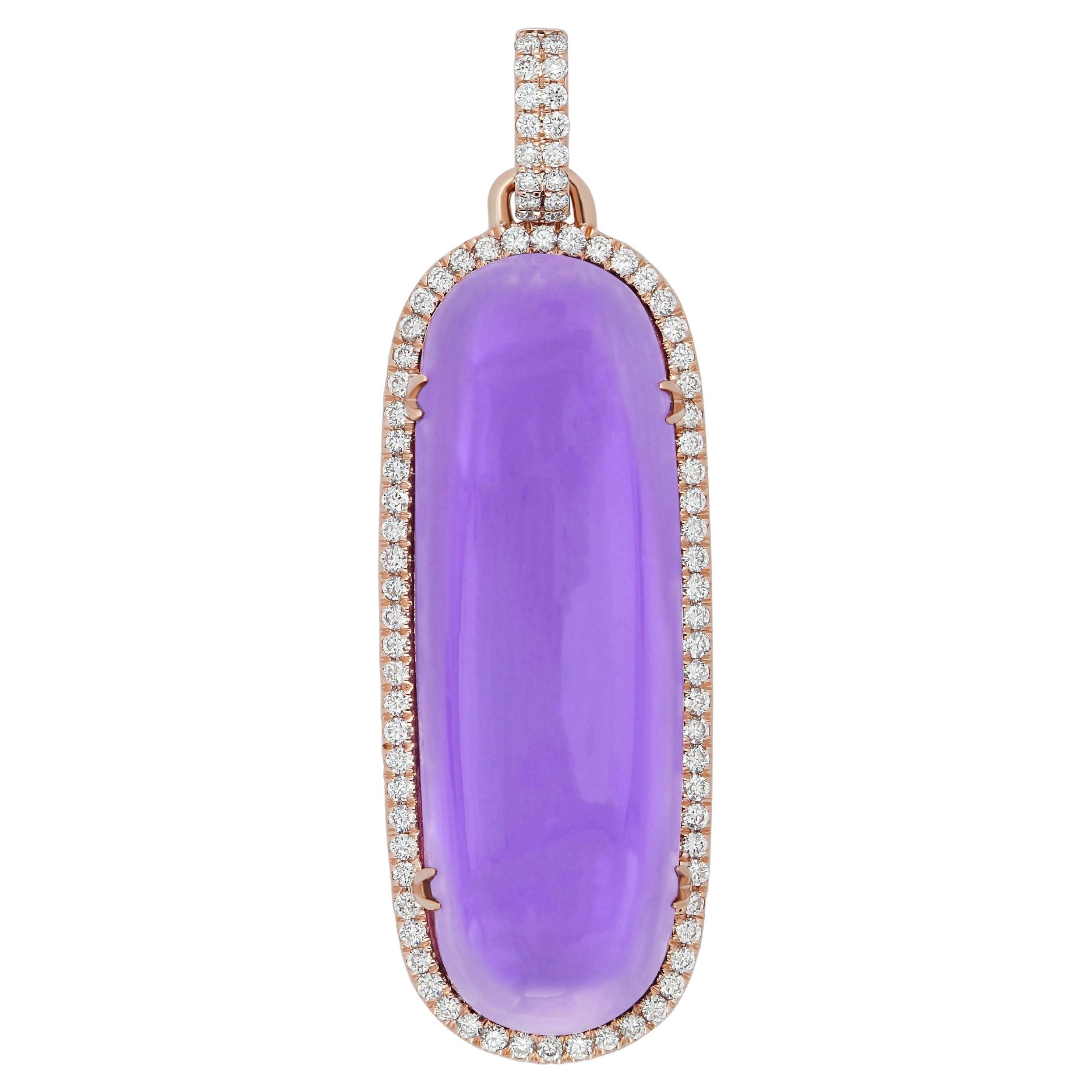 Colgante Alargado de Amatista y Diamante de 14,80 CT en Oro Rosa de 14 quilates en venta
