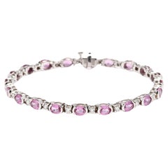 14,80ctw Rosa Saphir-Diamant-Tennisarmband, 18KT Weißgold