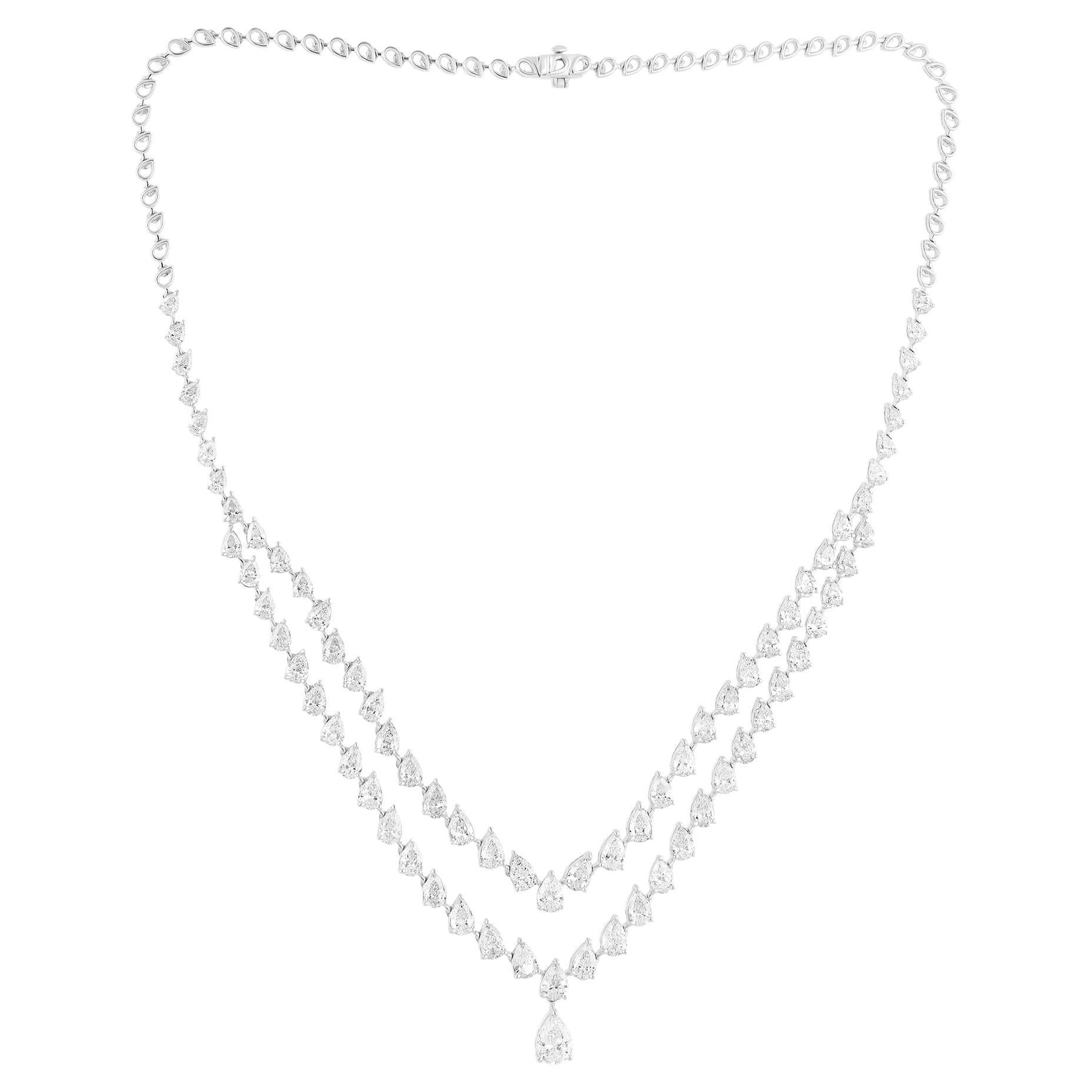Collier de diamants de 14,81 carats de pureté SI et de couleur hi-colore en or blanc 18 carats