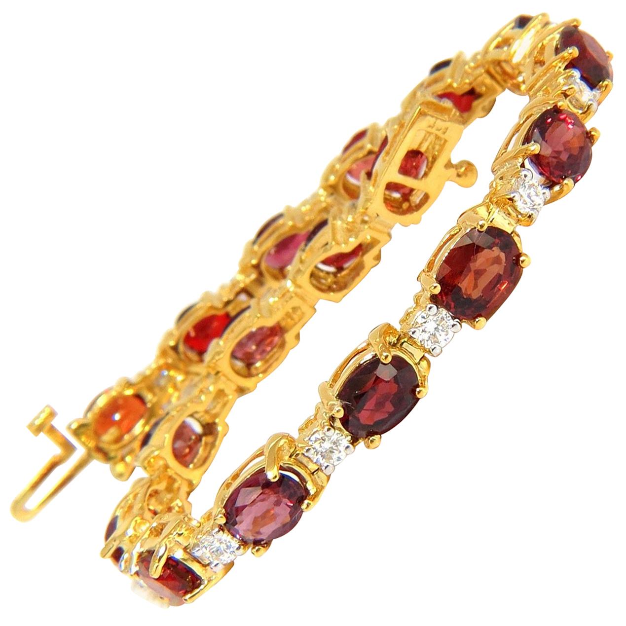 14.81ct Natural No Heat Red Spinel Diamonds Tennis Bracelet 14KT Unheated For Sale