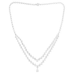 14.81Ct SI Reinheit HI Farbe Diamant Multi Strang Halskette 14 Karat Weißgold