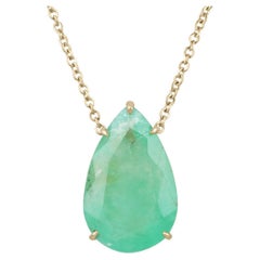 Collana con smeraldo colombiano taglio pera grande in oro 14.82ct Regalo di maggio