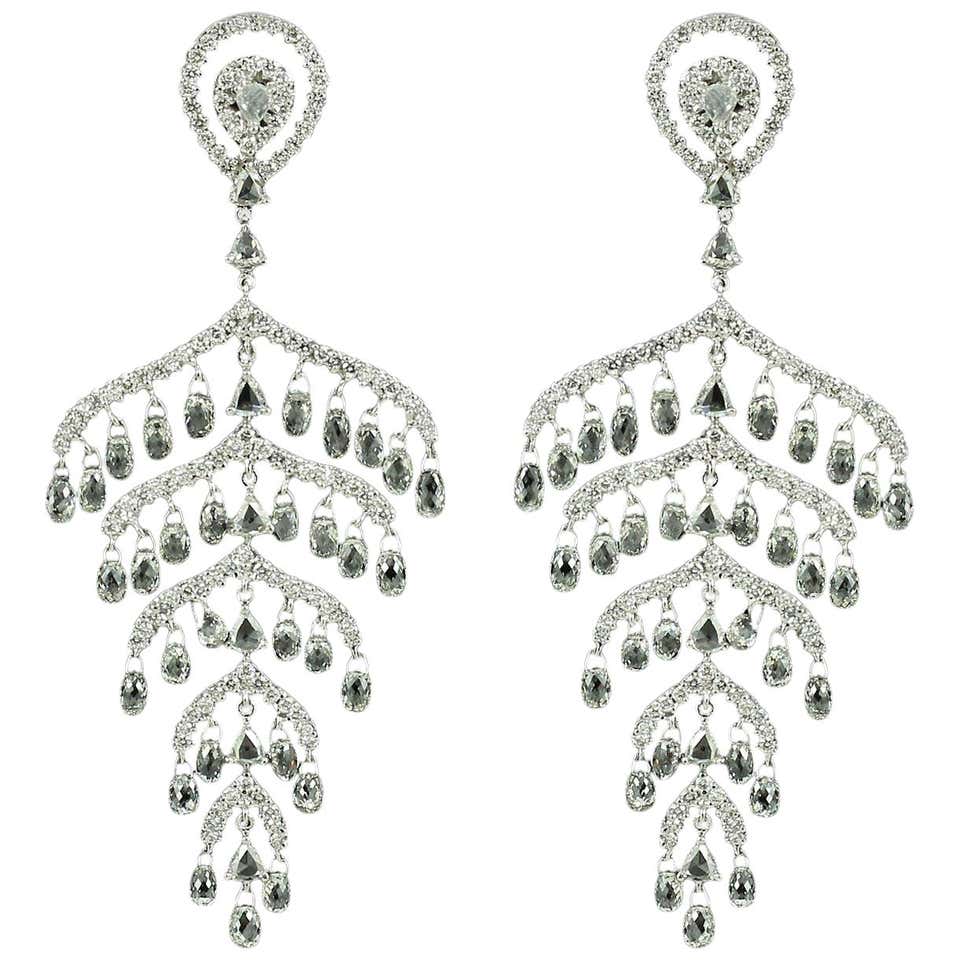 Diamond, Pearl and Antique Chandelier Earrings - 1,350 For Sale at ...