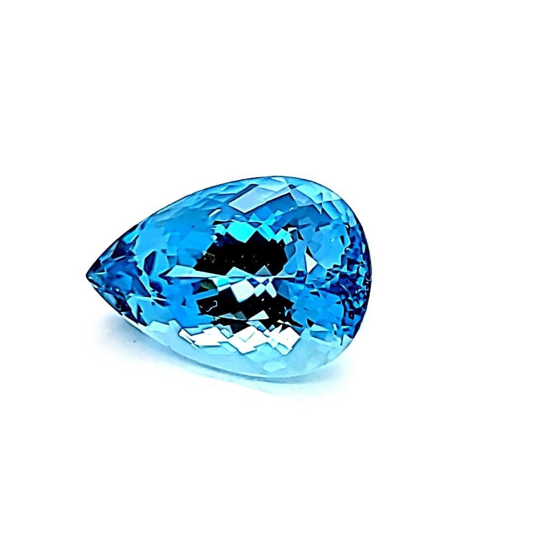 14.85 carats Intense blue Aquamarine Pear Drop Cut, excellent cut, superior color, ideal for a stunning custom designed necklace, pendant or cocktail ring.
Design with us a unique, custom piece of jewelry art to wear on your important moments,