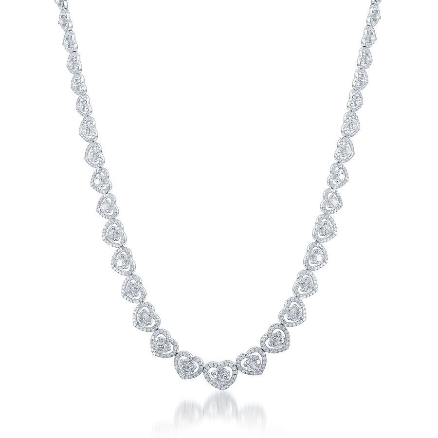 Contemporain Collier de 14,87 carats de diamants taillés en brillant en or blanc 18K en vente