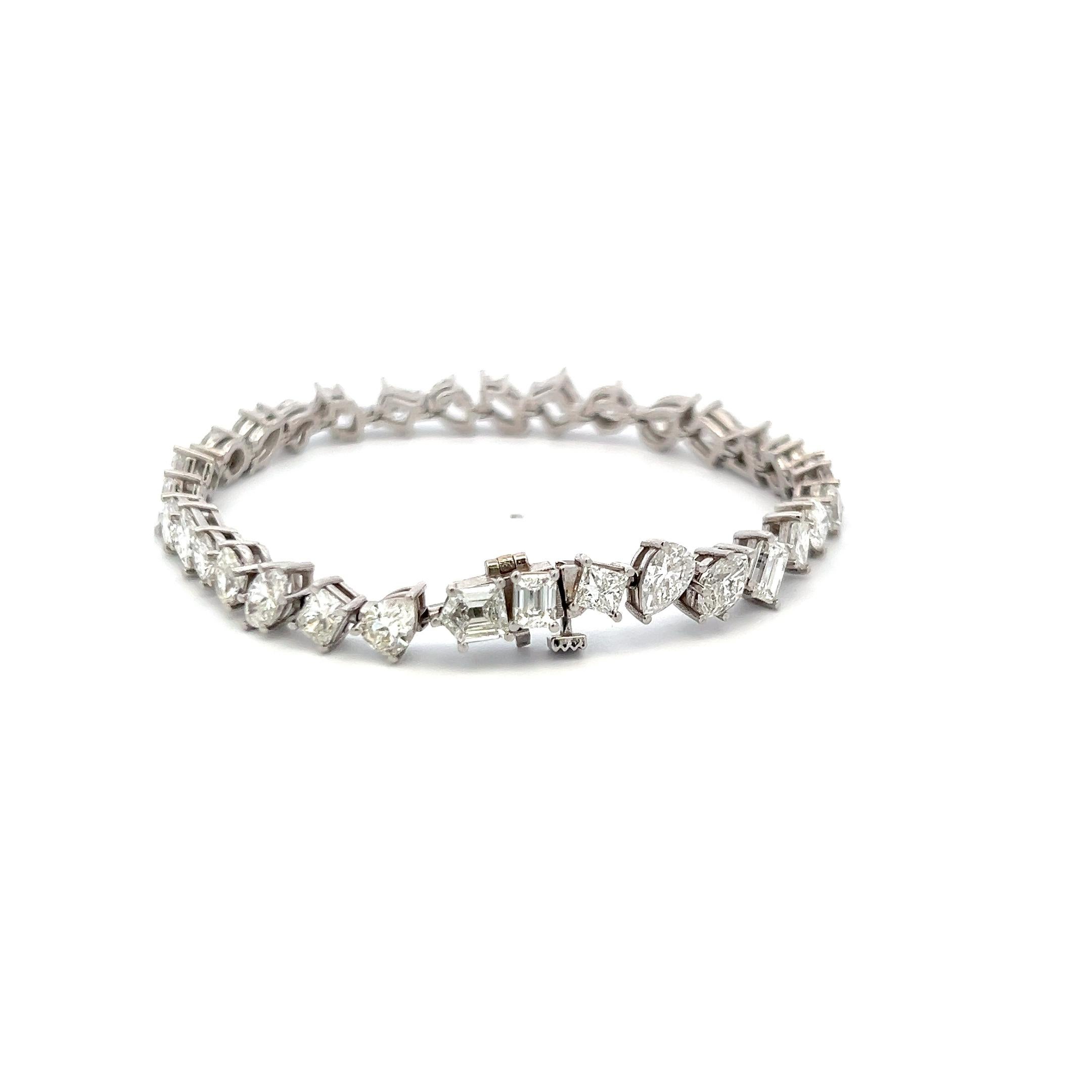 Pulsera de tenis de eslabones de oro blanco de 14,87 quilates con diamantes de talla mixta G-H SI2 Corte mixto en venta