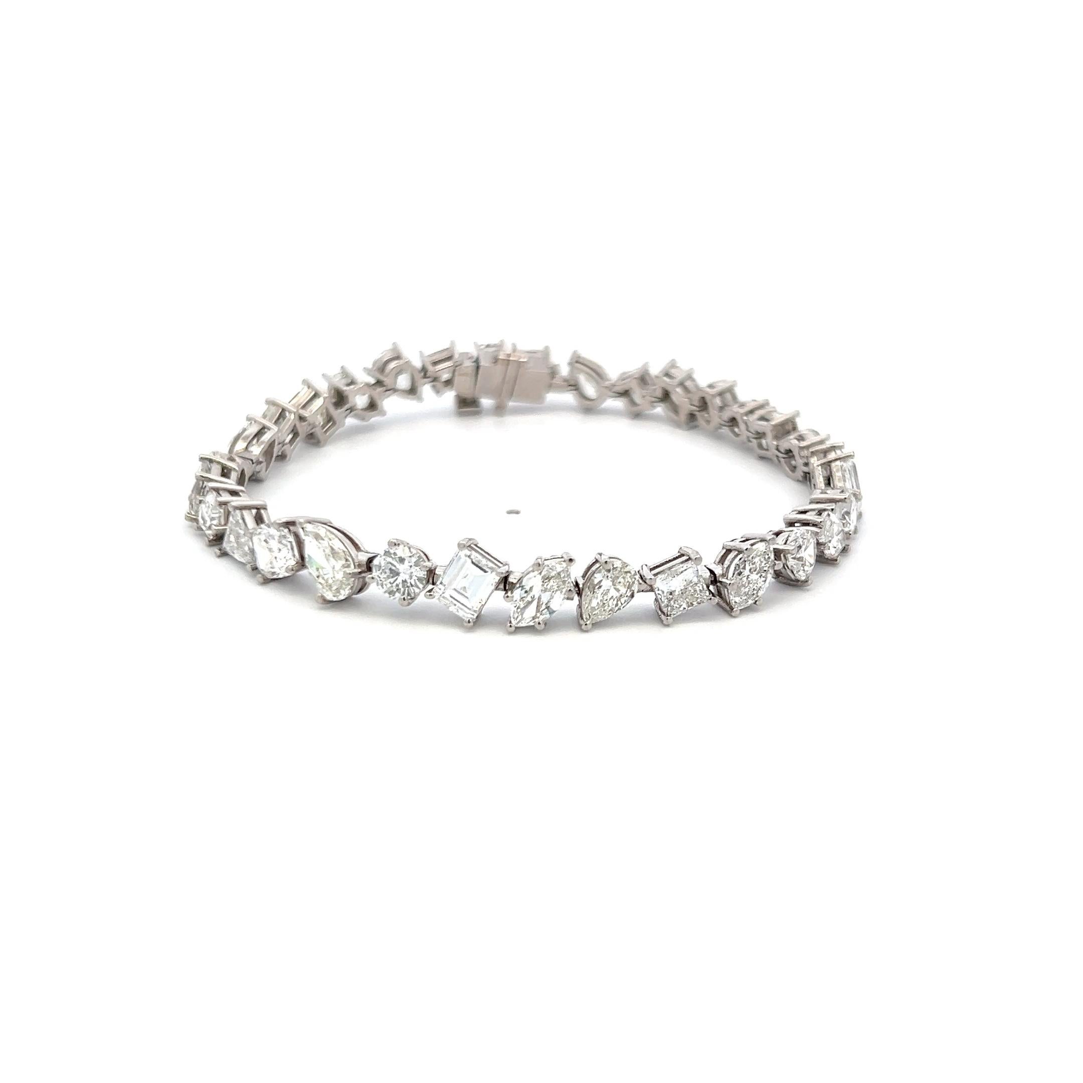 De las mujeres Pulsera de tenis de eslabones de oro blanco de 14,87 quilates con diamantes de talla mixta G-H SI2 en venta
