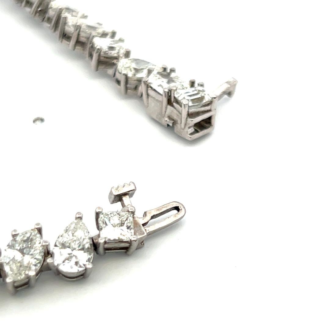 Pulsera de tenis de eslabones de oro blanco de 14,87 quilates con diamantes de talla mixta G-H SI2 en venta 4