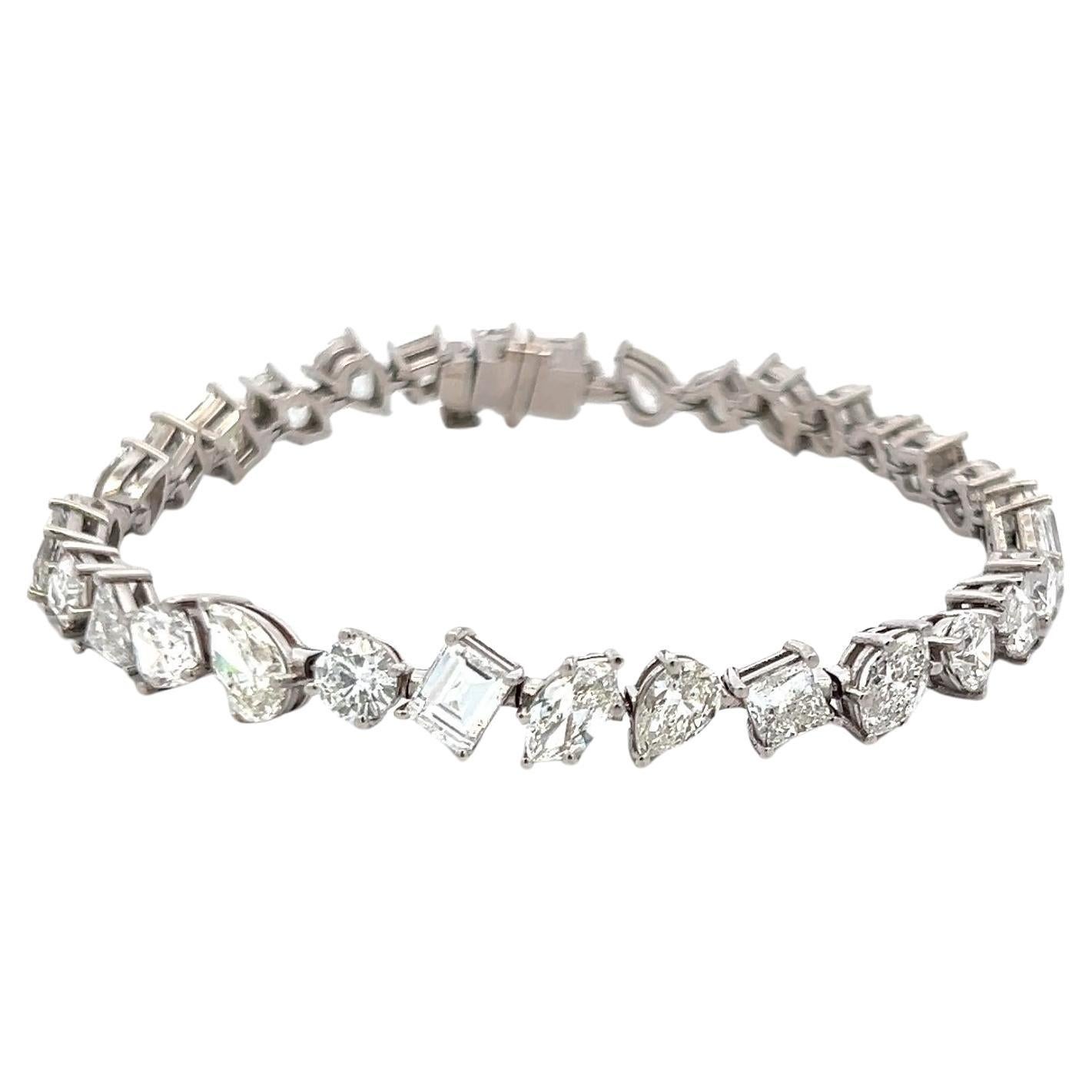 Pulsera de tenis de eslabones de oro blanco de 14,87 quilates con diamantes de talla mixta G-H SI2