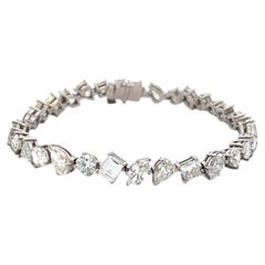 Bracelet tennis en or blanc 14 carats avec diamants de forme mixte G-H SI de 14,87 carats