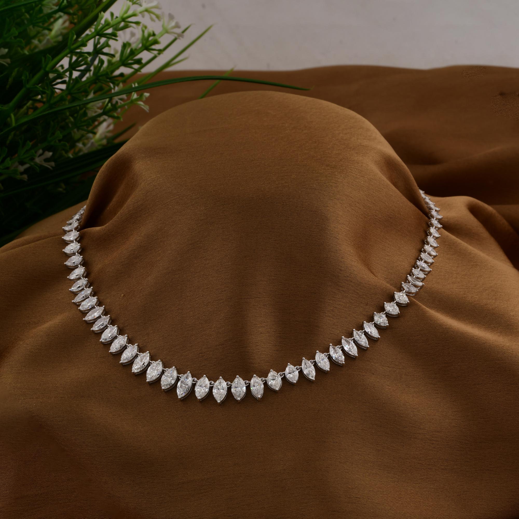 De las mujeres Collar de diamantes talla brillante marquesa SI/H de 14,87 quilates y oro blanco de 14 quilates en venta