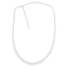 Collar de diamantes talla brillante marquesa SI/H de 14,87 quilates y oro blanco de 14 quilates