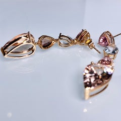 Eostre Morganite, Aquamarine, Pink Sapphire and Diamond Earring in 18K Rose Gold