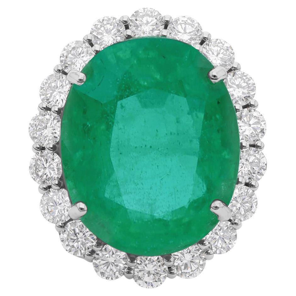 14,88 Karat Smaragd 1,79 Karat SI/H Diamant Cocktail Ring 18 Karat Weißgold