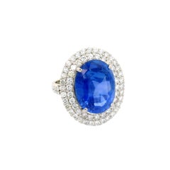 Platinring mit 14.89 Karat Ceylon-Saphir und Diamant, GIA-zertifizierter unbehandelter Platinring