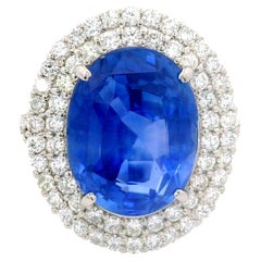 Platinring mit 14.89 Karat Ceylon-Saphir und Diamant, GIA-zertifizierter unbehandelter Platinring