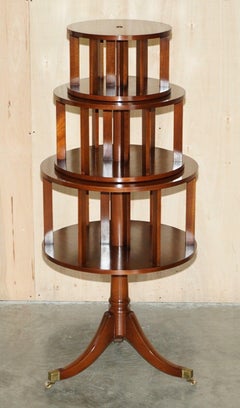 148CM TALL RESTORED REGENCY STYLE REVOLVING HARDWOOD LiBRARY BOOKCASE TABLE