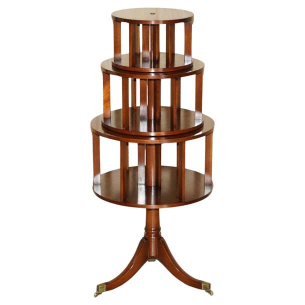 Table Bookcase 148CM TALL RESTORED REGENCY STYLE REVOLVING HARDWOOD LiBRARY BOOKCASE ...