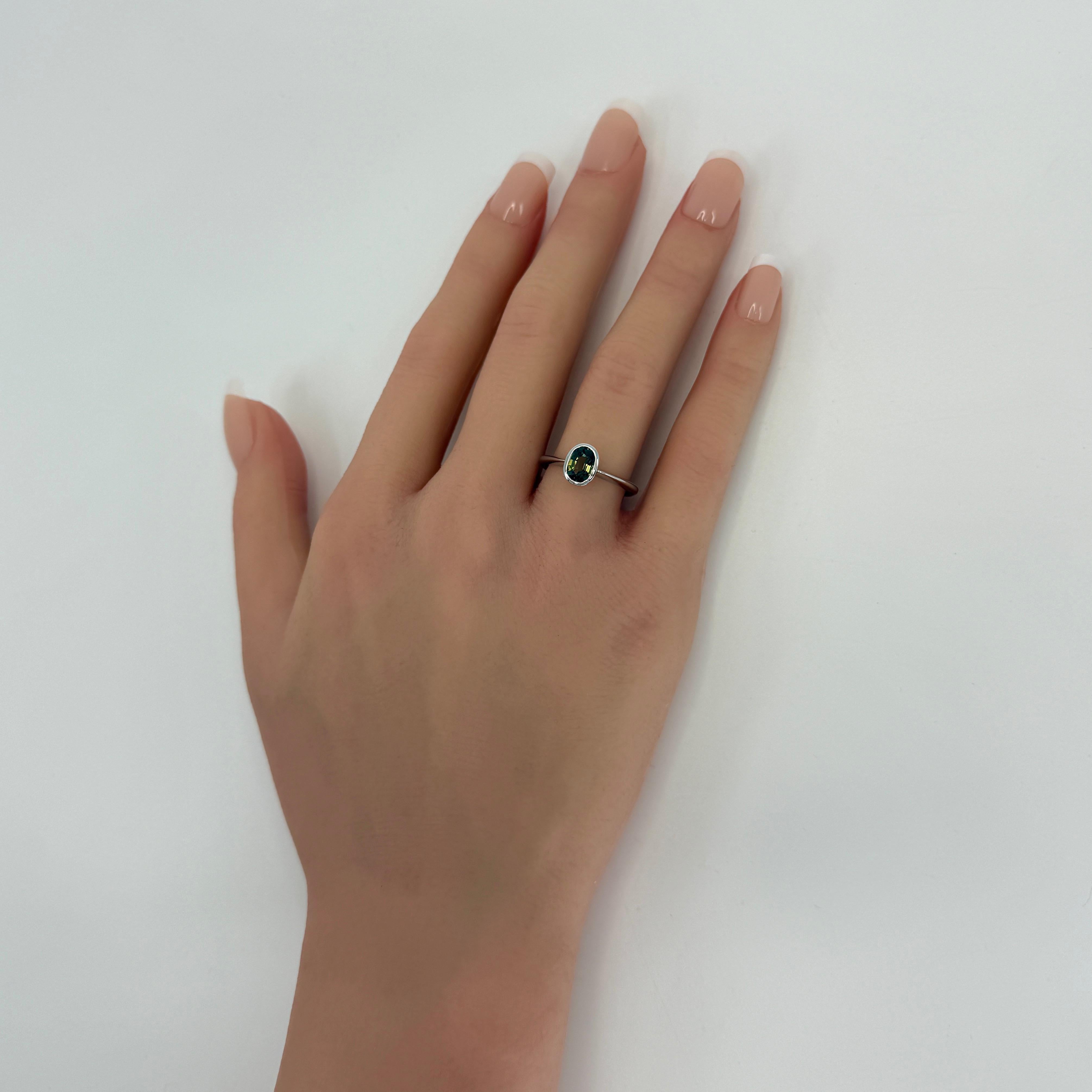 1.48 Karat GIA zertifizierter unbehandelter grüner gelber Saphir 950 Platin Solitär Ring 1