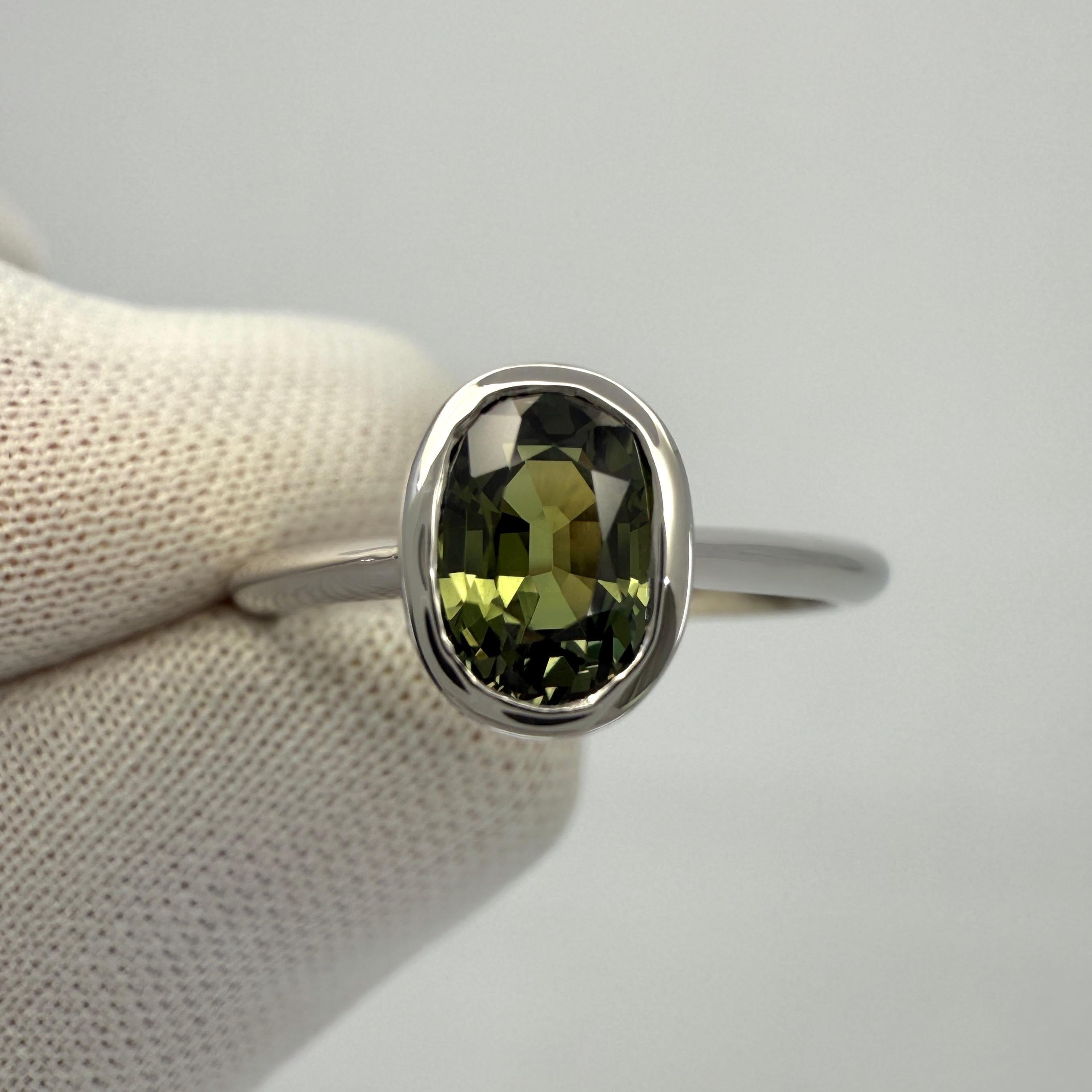 1.48 Karat GIA zertifizierter unbehandelter grüner gelber Saphir 950 Platin Solitär Ring 3