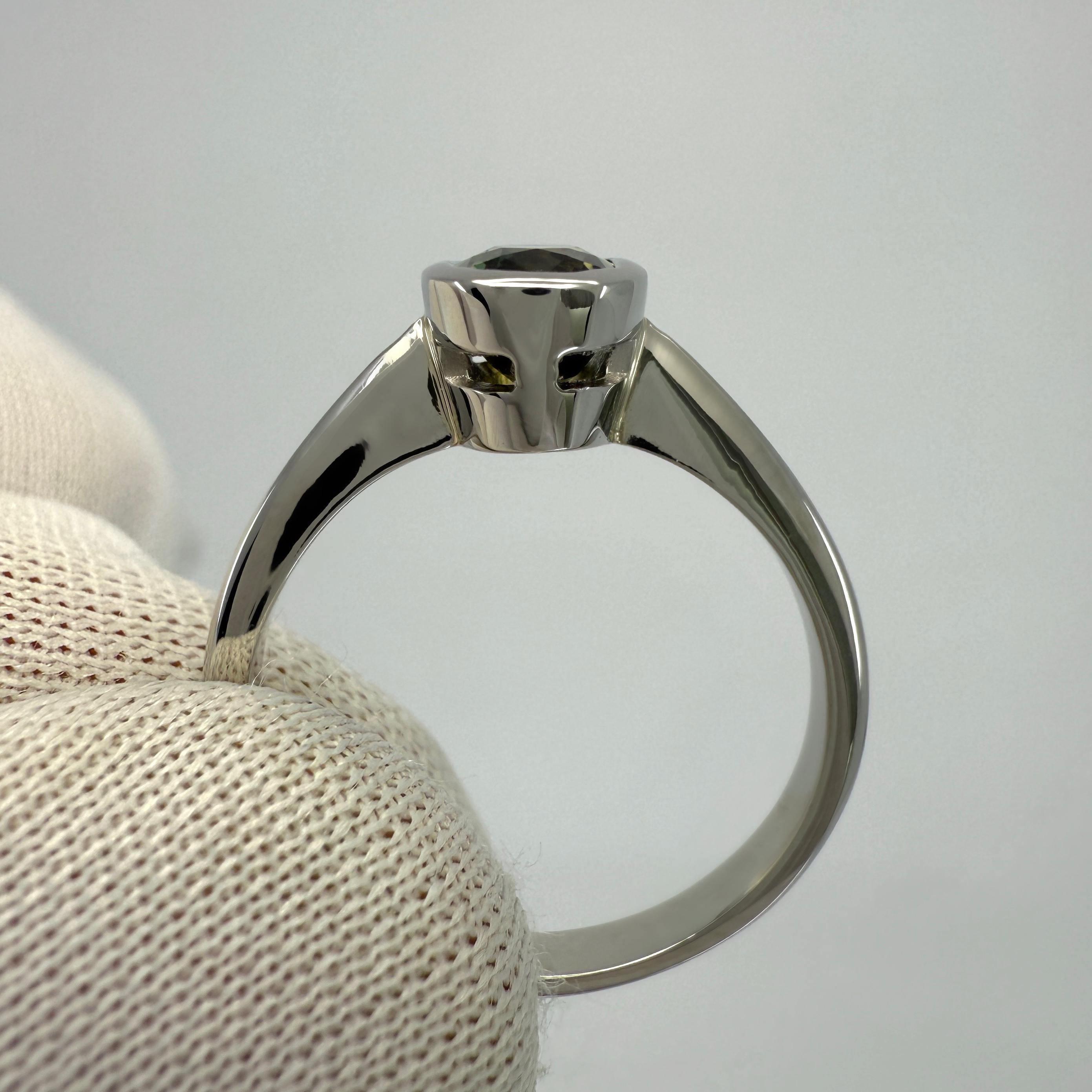 1.48 Karat GIA zertifizierter unbehandelter grüner gelber Saphir 950 Platin Solitär Ring 2