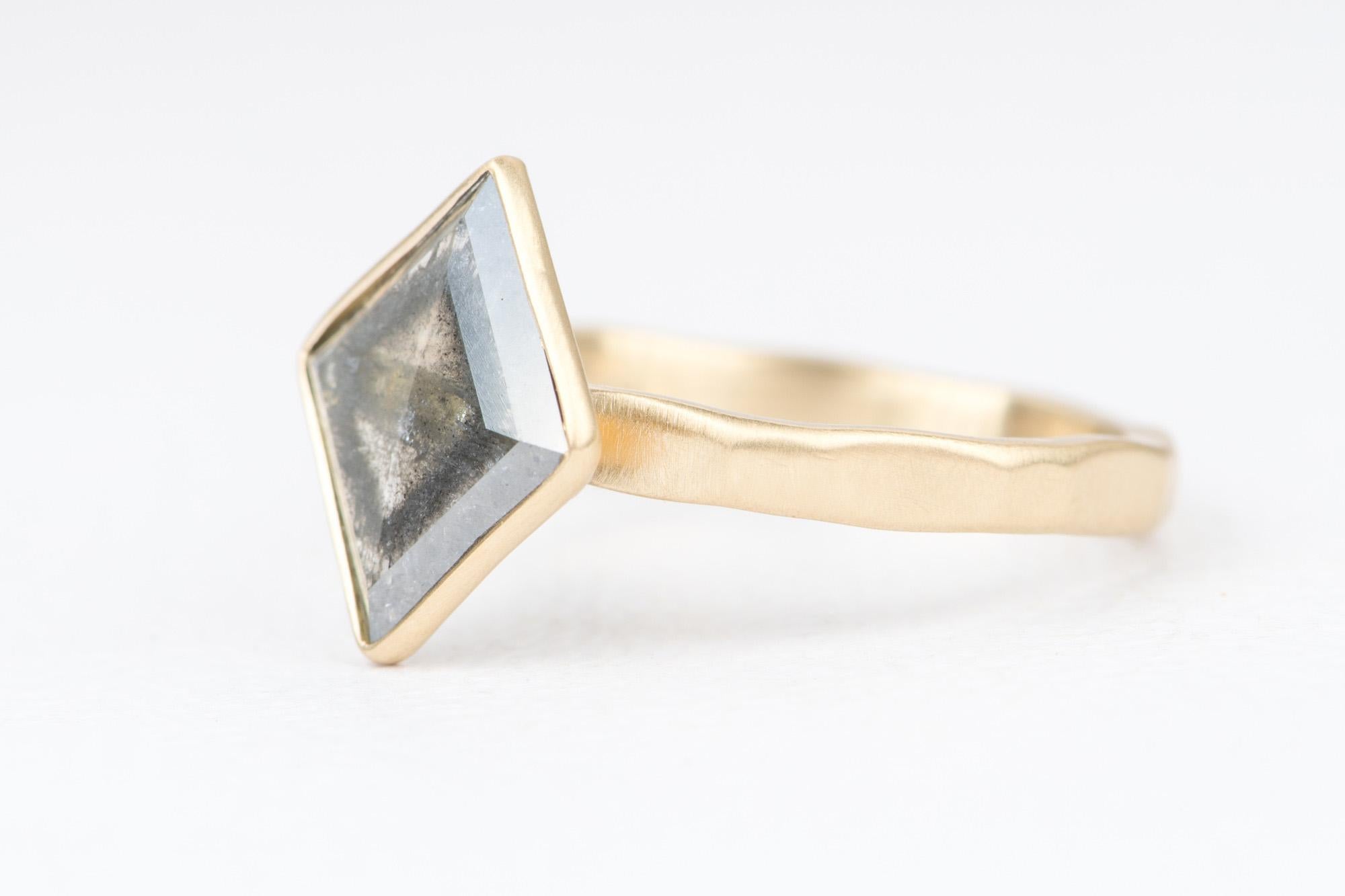 Kite Cut 1.48ct Kite Shape Salt and Pepper Diamond Engagement Ring 14k Gold AD2274-2