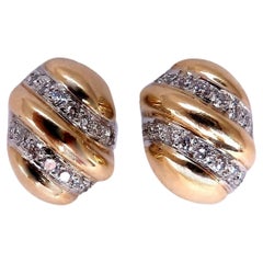 1.48ct. Natural Round Diamond Dome Wave Earrings 18kt Platinum**