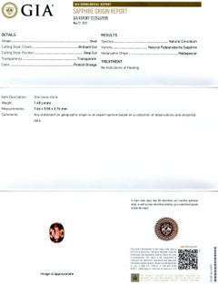 1.48ct Oval Pinkish Orange Padparadscha Sapphire GIA Certified Madagascar Unheat