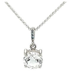 1.48ct Phenacite with Aquamarine Pendant in 14kt White Gold