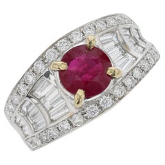 1.48ct Piegon Blood Red Ruby 18K White Gold Ring