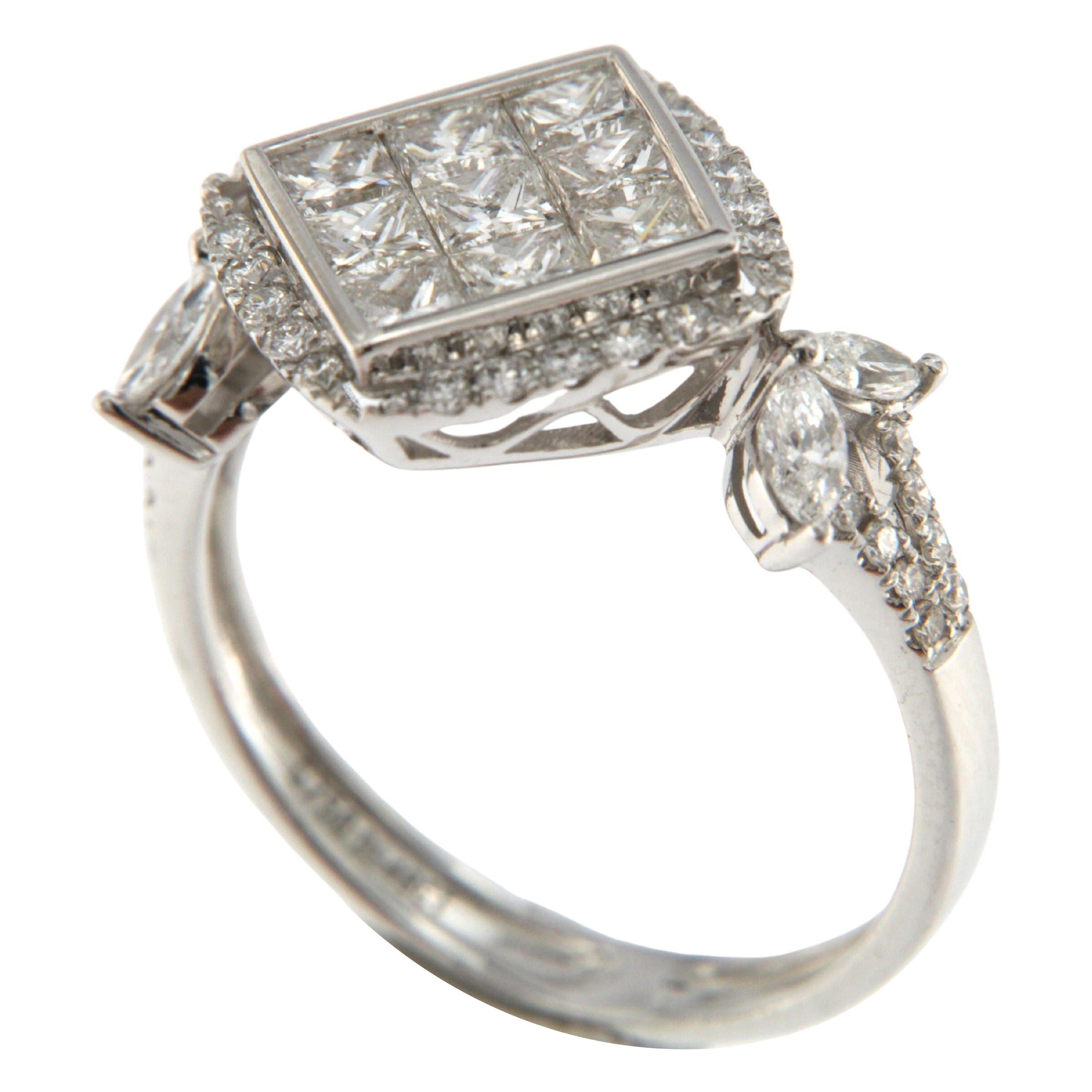 1.48Ct Princess Cut Diamond Ring in 18 Karat White Gold