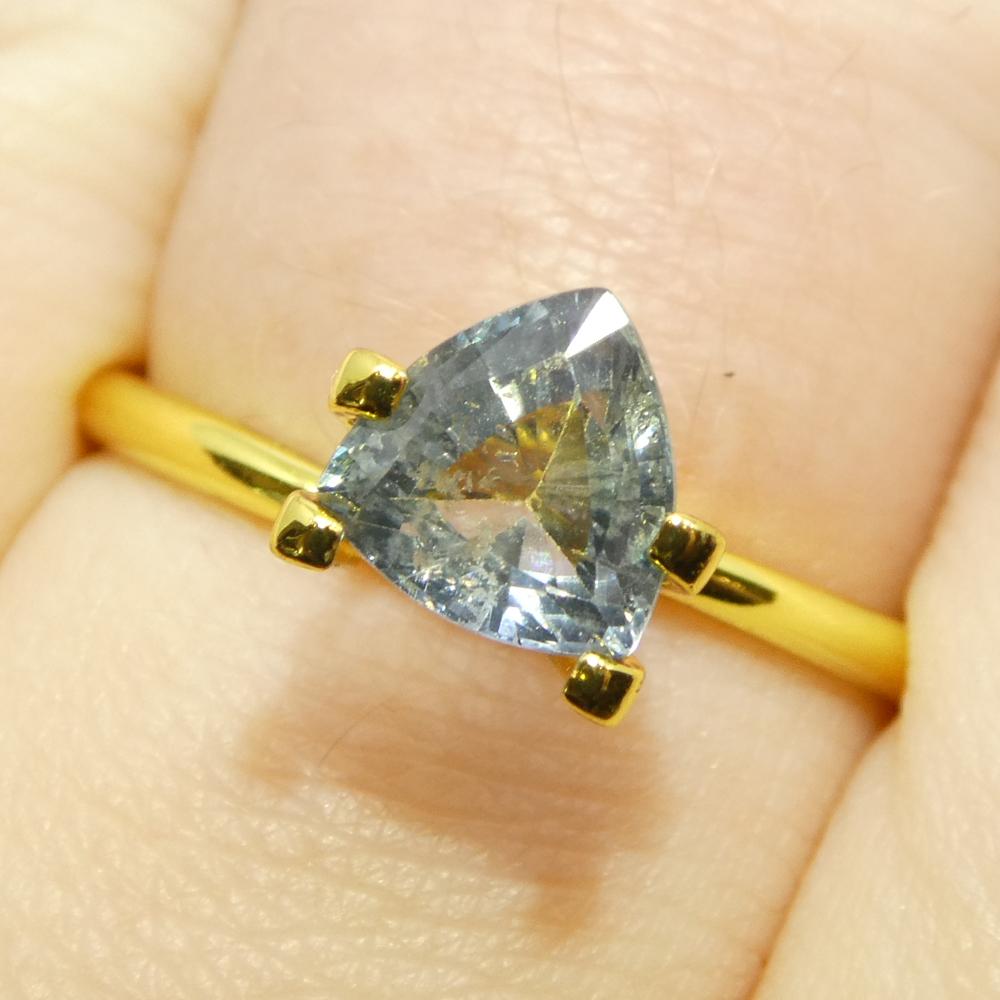 1.48ct Trillion Teal Blue Sapphire from Tanzania Unheated For Sale 8