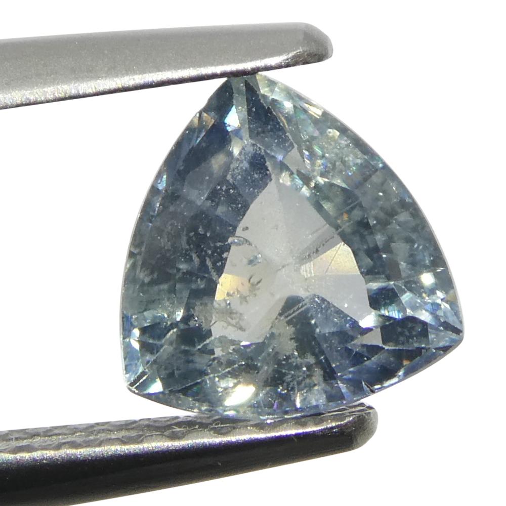 Brilliant Cut 1.48ct Trillion Teal Blue Sapphire from Tanzania Unheated For Sale