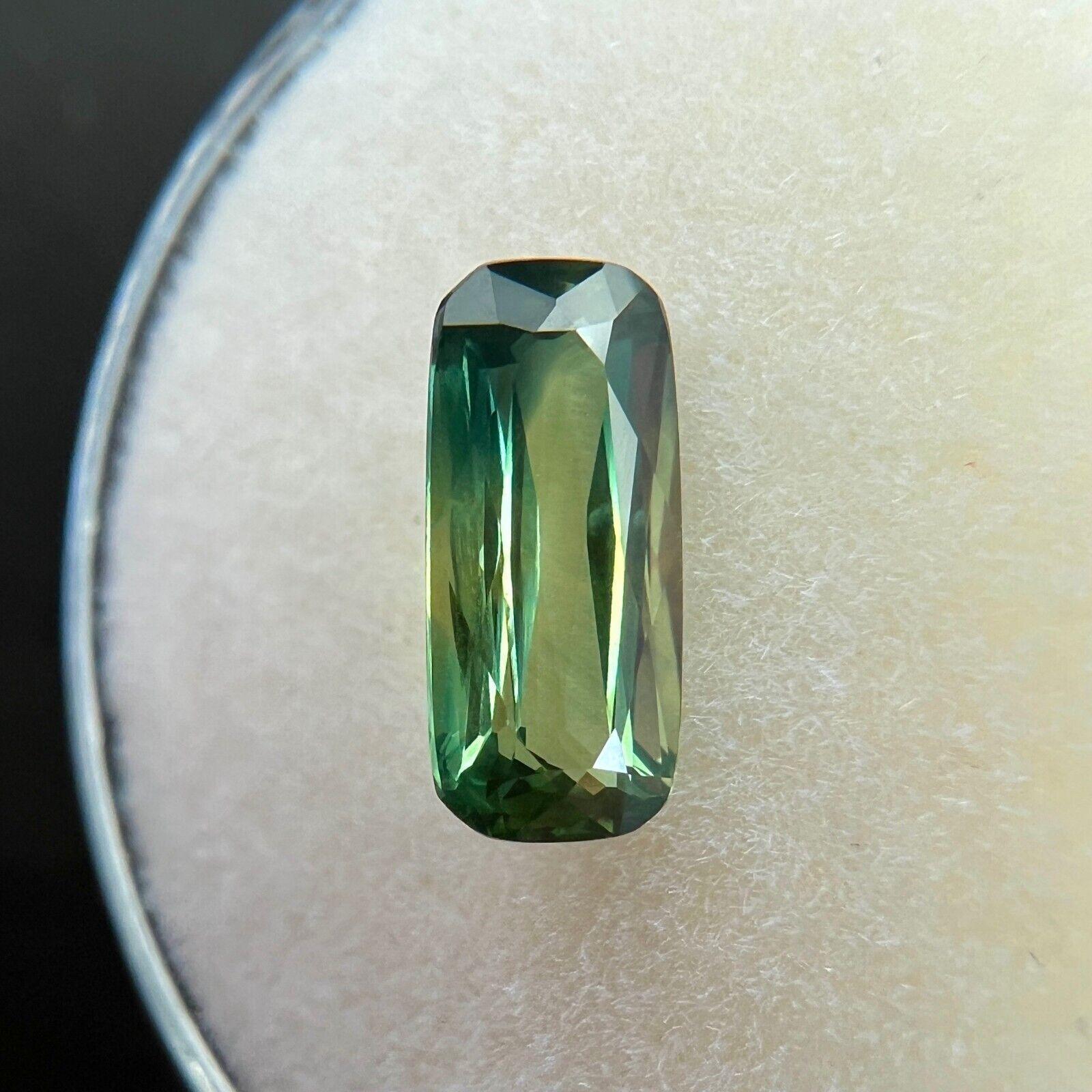 Women's or Men's 1.48ct Unique Green Sapphire Fancy Cushion Scissor Cut Loose Gem 9.8x4.5mm VVS For Sale