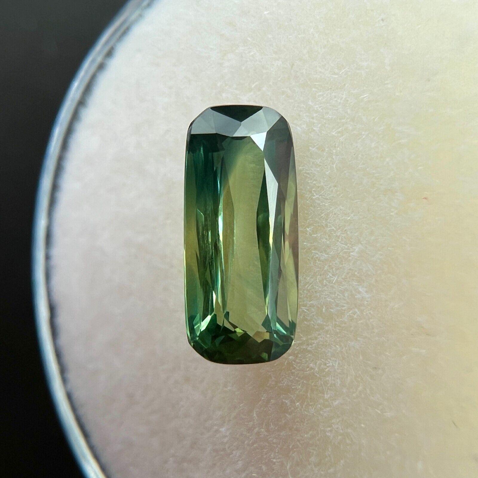1.48ct Unique Green Sapphire Fancy Cushion Scissor Cut Loose Gem 9.8x4.5mm VVS For Sale 1
