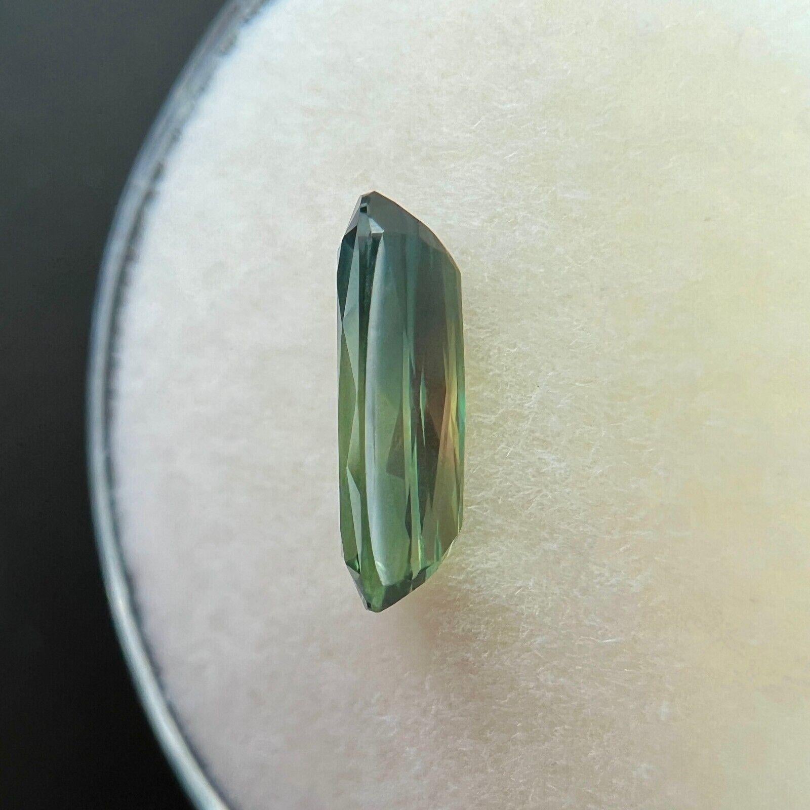 1.48ct Unique Green Sapphire Fancy Cushion Scissor Cut Loose Gem 9.8x4.5mm VVS For Sale 2