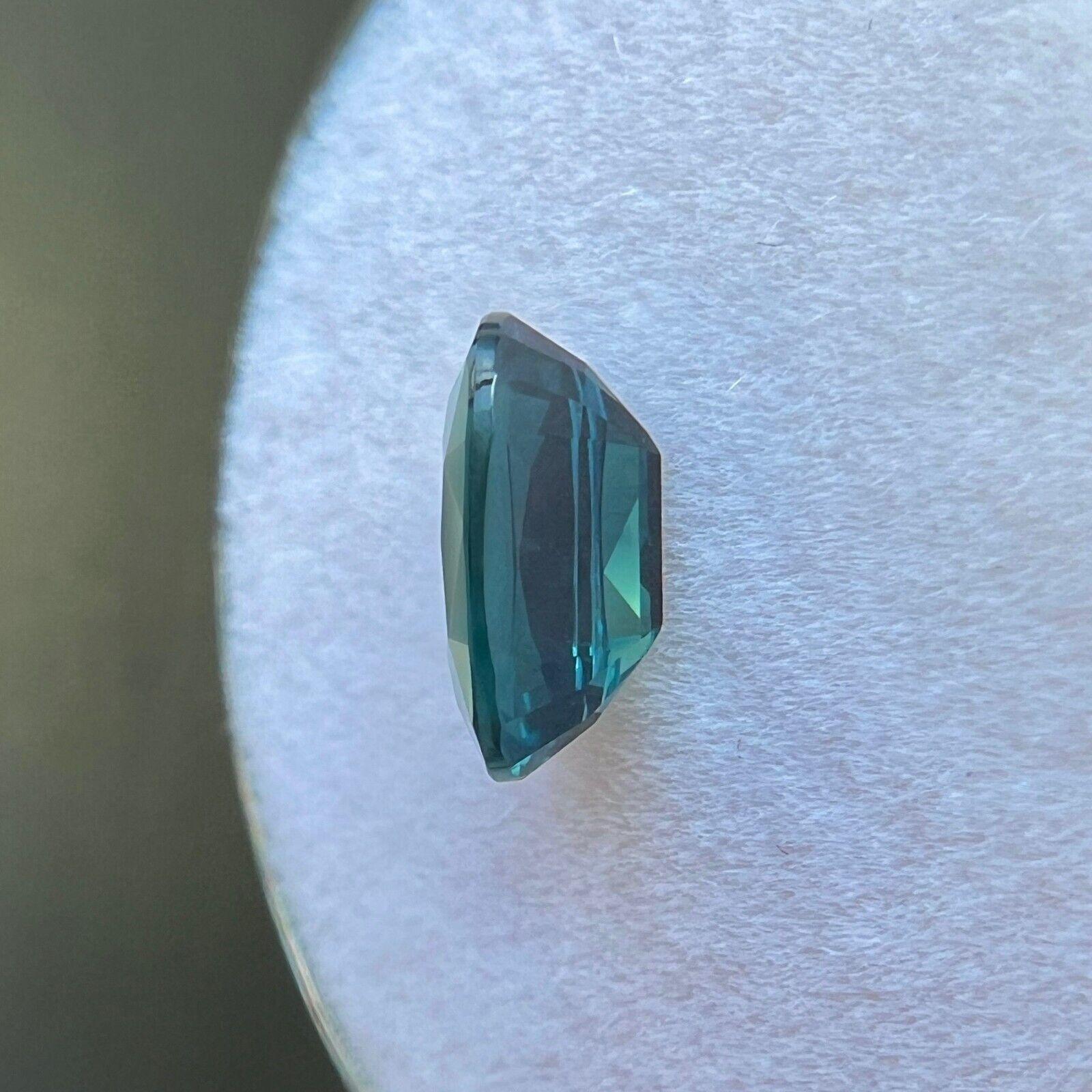 1.48Ct Vivid Blue Green Natural Sapphire Gra Certified Elongated Oval Cut Gem en vente 4