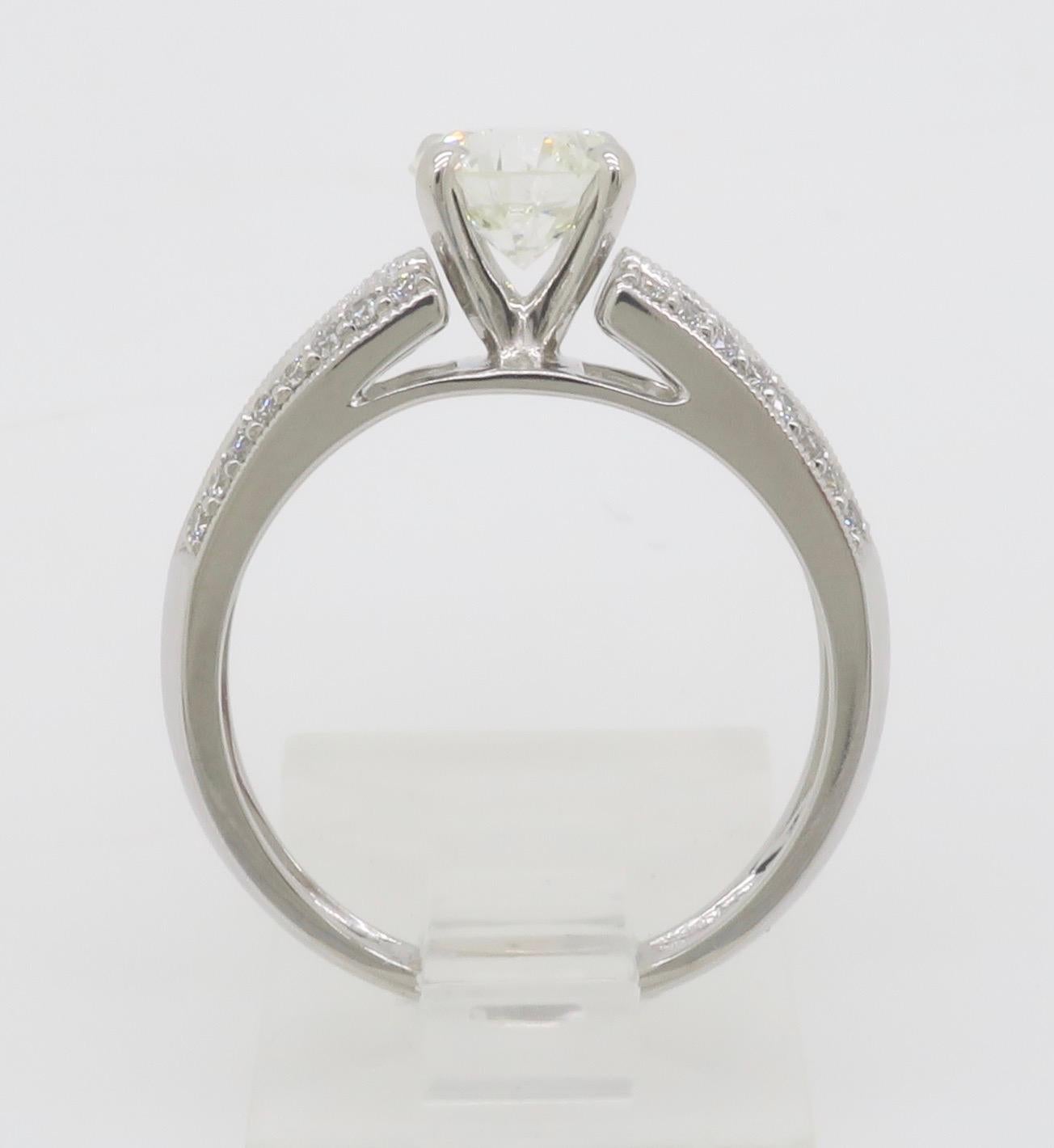1.48CTW GIA Certified Round & Baguette Cut Diamond Ring For Sale 11