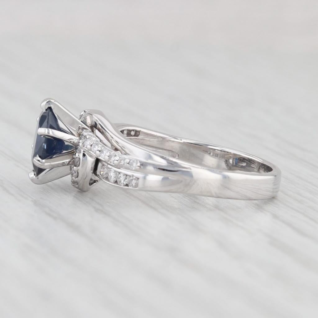 Women's 1.48ctw Oval Blue Sapphire Diamond Ring 14k White Gold Size 7 Engagement For Sale